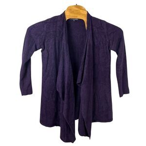 Barefoot Dreams Bamboo Chic‎ Lite S/M Purple Open Front Cardigan
